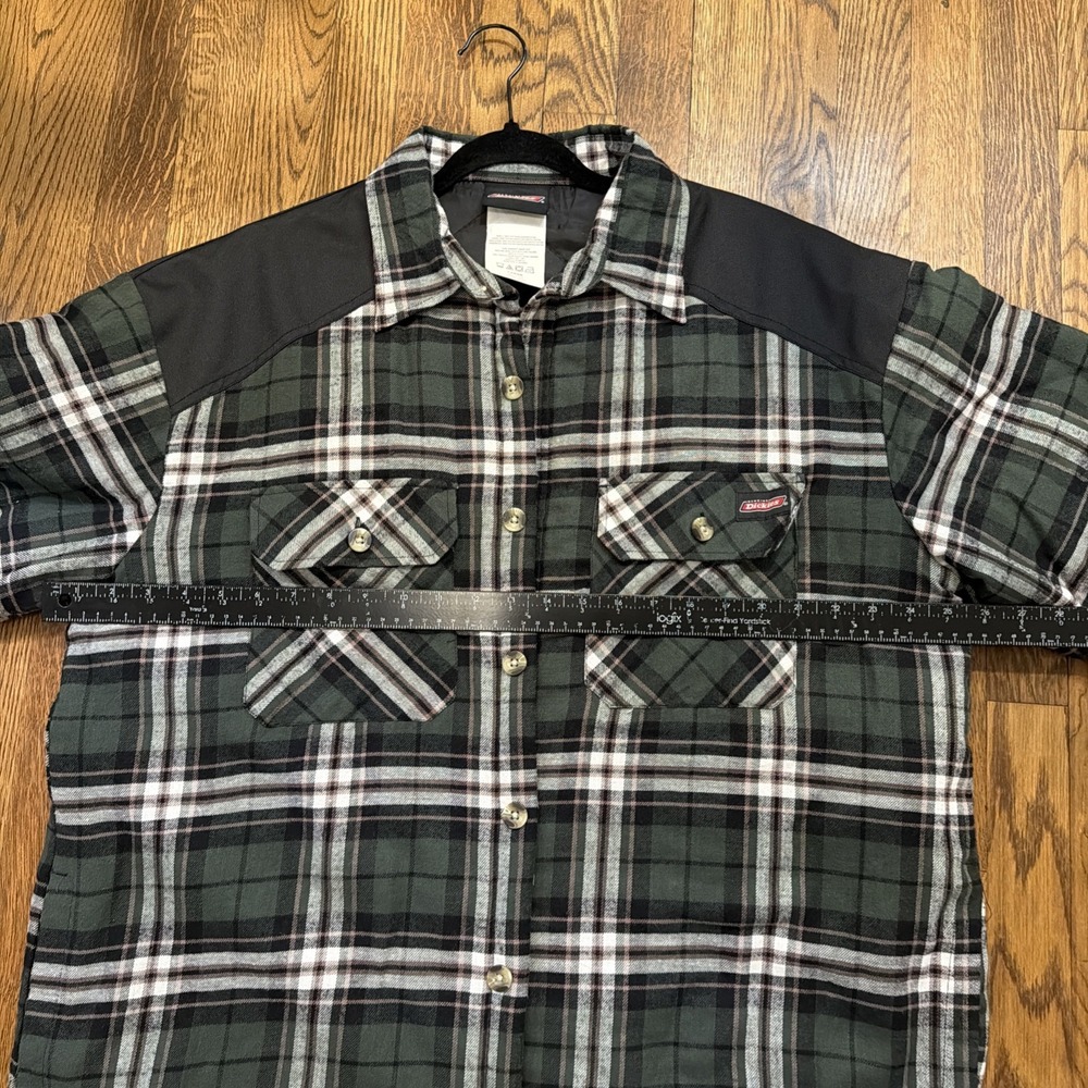 Dickies Mens Large Green Insulated Button Up Flannel Jacket Plaid P204260 - Picture 10 of 15